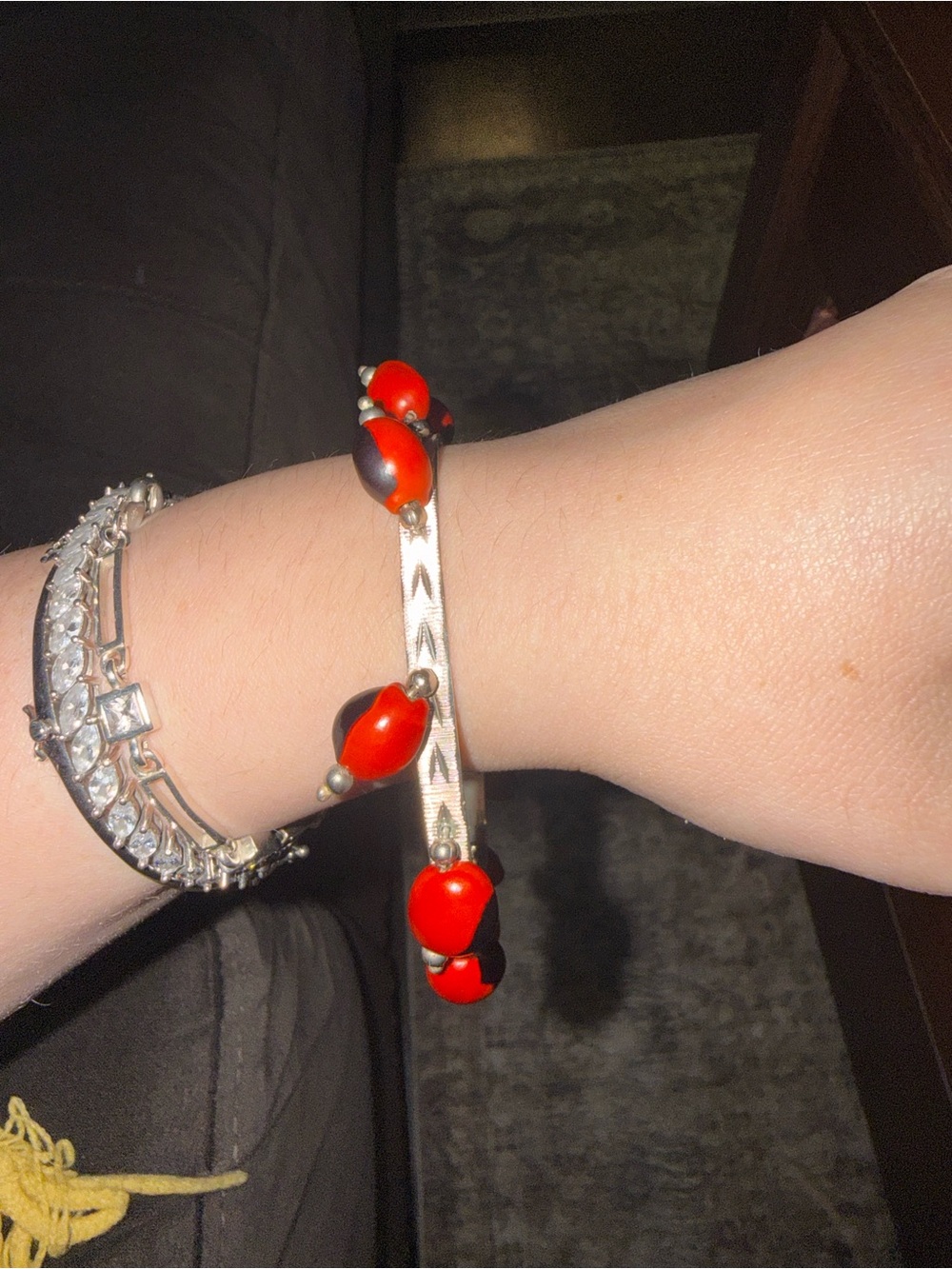 Sterling Silver 925 Red Beaded Bracelet - Picture 4 of 9